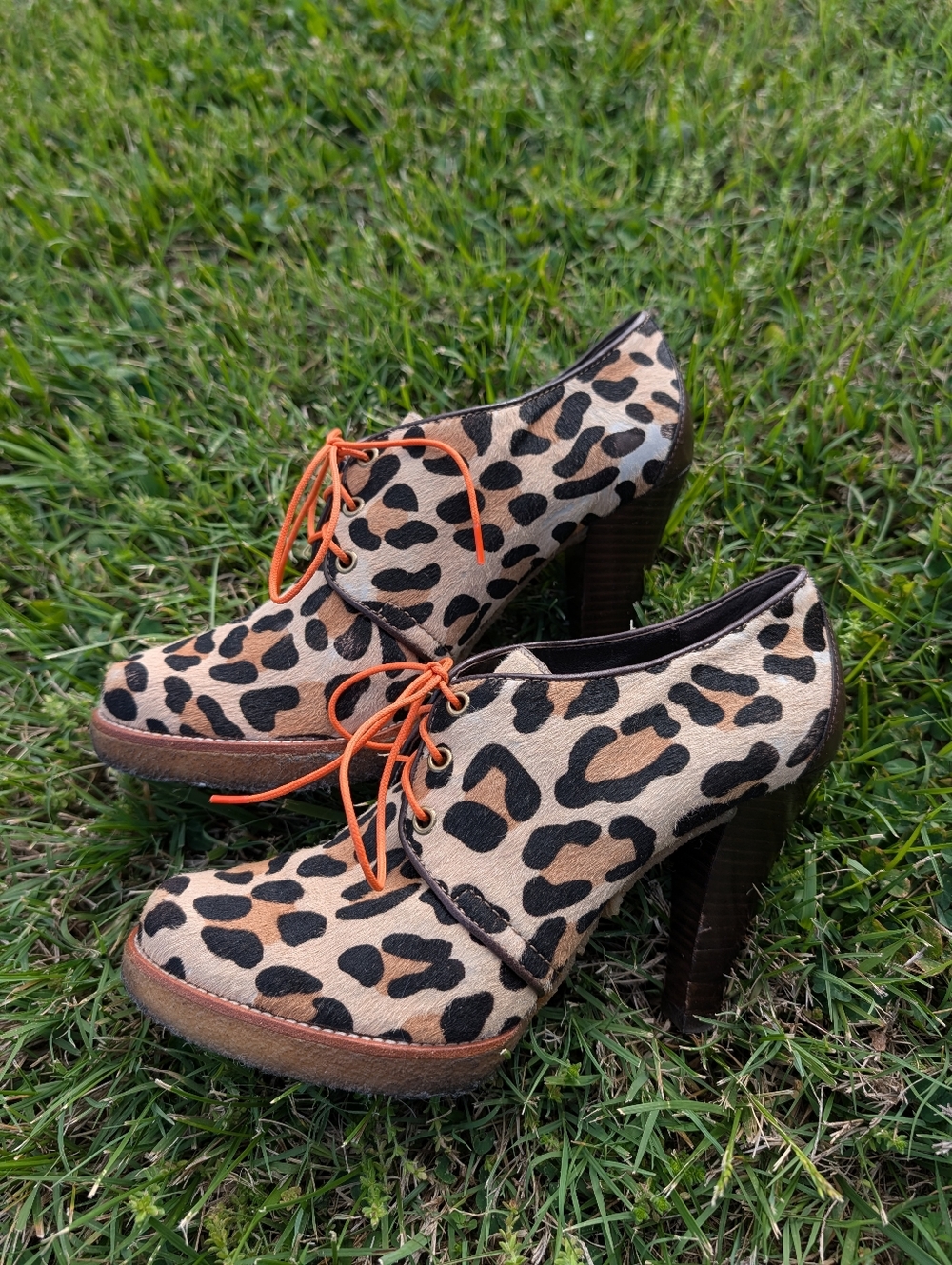 🐆 Vintage Y2K Coach Tullah Leopard Print Lace-Up Calf Hair Ankle Booties, 9B - Picture 9 of 13